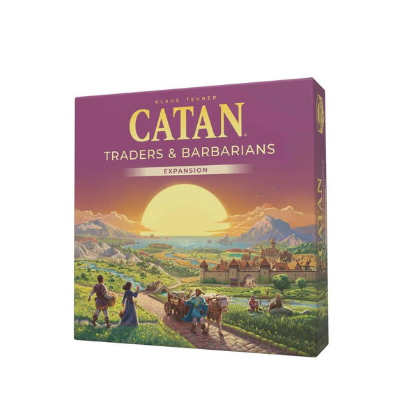 CATAN Traders and Barbarians 6th Edition expansion box with scenario tiles and pieces