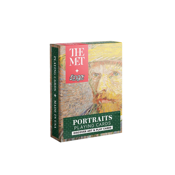 The Met x Lingo Portraits playing card deck with cards showing famous painted portraits