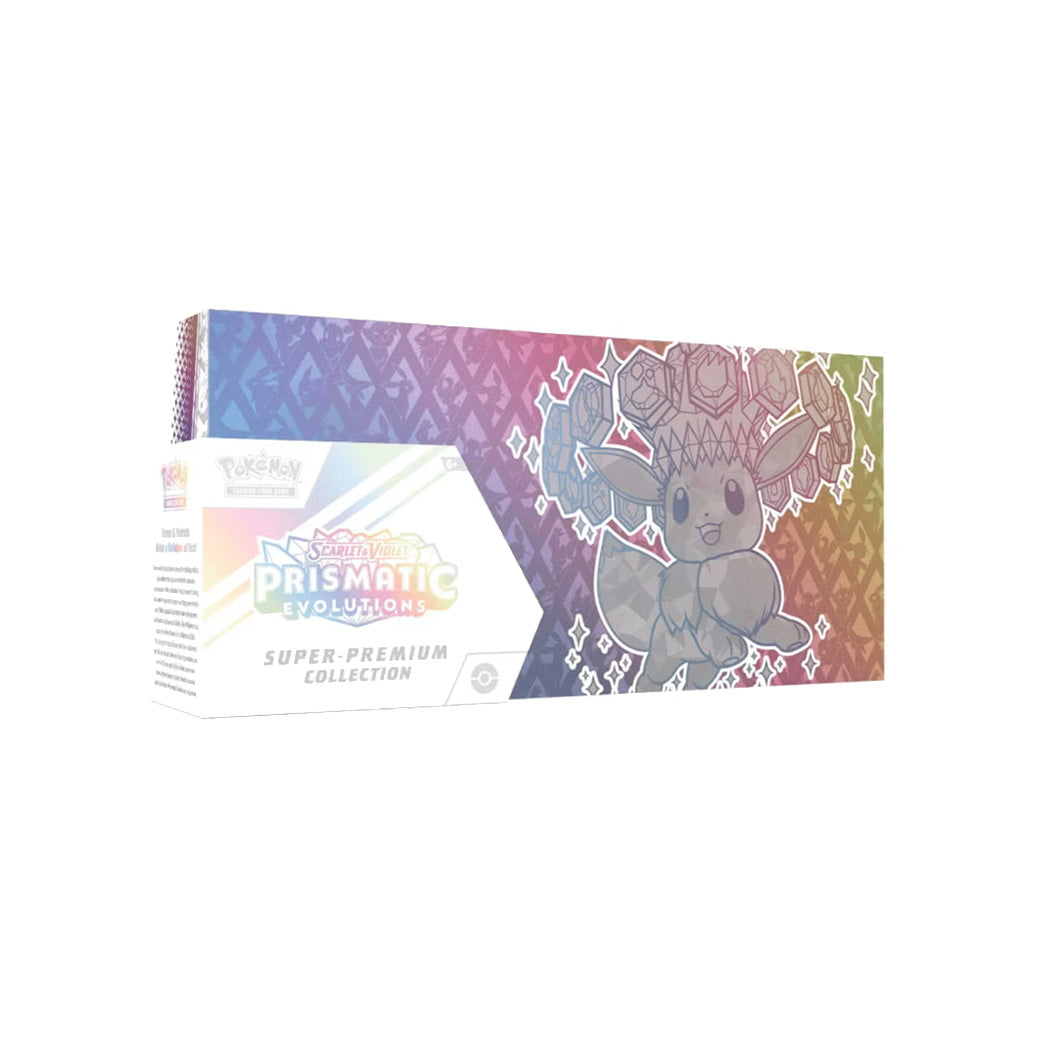 Pokémon TCG – Prismatic Evolutions Super Premium Collection (EN) – Boîte De Rangement Eevee, Tapis De Jeu, Pochettes, 15 Boosters, Promo Eevee Ex – Dès 6 Ans